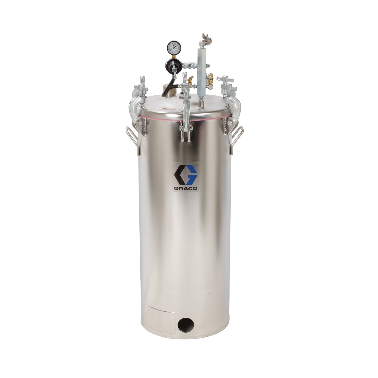 15 Gallon Low Pressure HVLP Pot Regulated to 15 psi ASME Rated 44.6 in 113.2 cm 92 lbs 42 kg SST